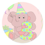 3rd Birthday Elephant Sticker for Girls