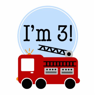 3rd Birthday Fire Truck Cake Topper Photo Cut Outs by printcreekstudio