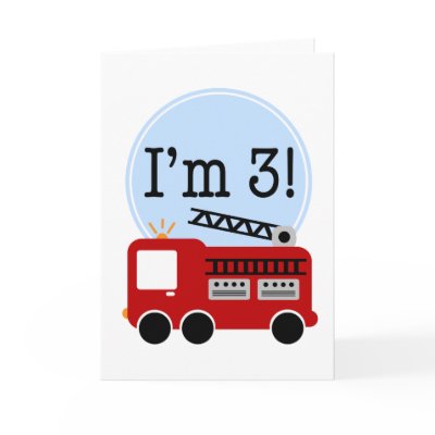 3rd Birthday Fire Truck Greeting Cards by printcreekstudio