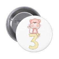 3rd Birthday Monkey (pink) buttons