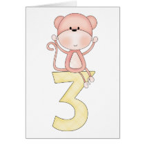 3rd Birthday Monkey (pink) cards
