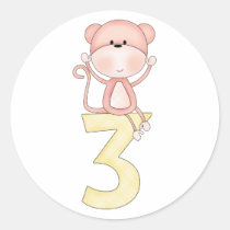 3rd Birthday Monkey (pink) stickers