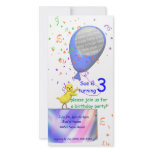 3rd Birthday Party Chicken Invite Blue Balloon