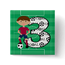 3rd Birthday Red and Blue Soccer Goal Button