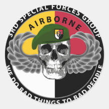 3rd Special Forces Group Skull Round Sticker