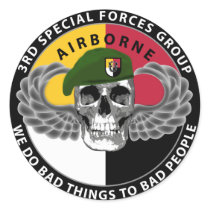 3rd Special Forces Group Skull Round Stickers