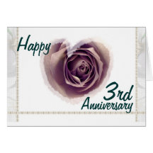 3rd Wedding Anniversary - Purple Rose Heart Cards