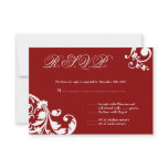 3x5 R.S.V.P. Reply Card Crimson Red Floral Foliage Custom Invite