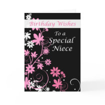 4084 Niece Birthday Wishes Pink and Black