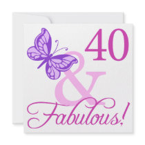 40 And Fabulous Birthday Gifts (Plum) Personalised Invitations