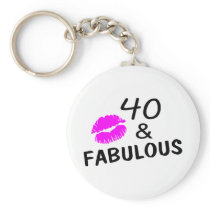 40 and Fabulous (Black and Pink) Key Chain