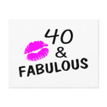 40 and Fabulous (Black and Pink) Post Cards