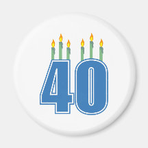 40 Birthday Candles (Blue / Green) Magnets