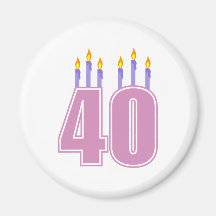 40 Candles (Pink / Purple) Refrigerator Magnets