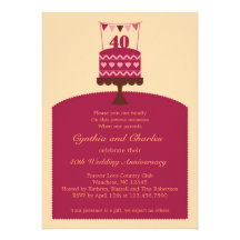 40 Wedding Anniversary Cake Invitation