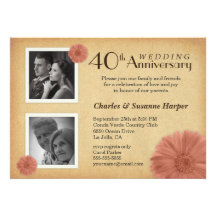 40th Anniversary Rustic Daisy Photo Invitations