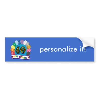40th Birthday Balloons Design Bumper Sticker by BirthdayZone