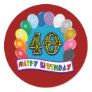 40th Birthday Balloons Design Stickers