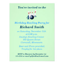 40th Birthday Bowling Party Invitation