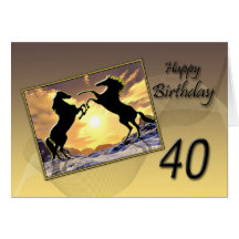 40th Birthday card with rearing horses