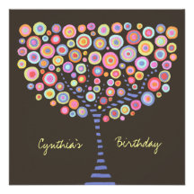 40th Birthday Chocolate Retro Tree Invitation