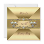 40th Birthday Elegant Gold Pearl Jewels Invite