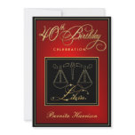 40th Birthday Invitations - Zodiac Sign Libra