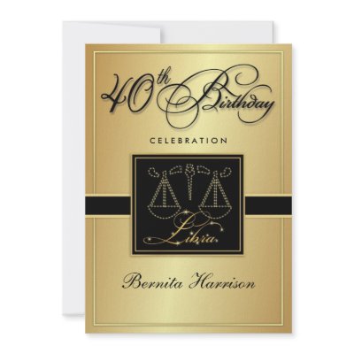 40th Birthday Invitations - Zodiac Sign Libra by SquirrelHugger