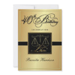 40th Birthday Invitations - Zodiac Sign Libra