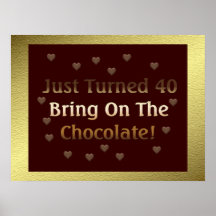 40th Birthday Means Chocolate Posters