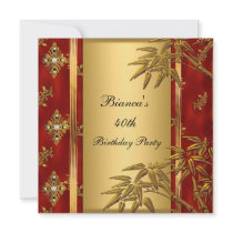40th Birthday Party Asian Gold Bamboo Red 2
