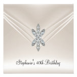40th Birthday Party Cream Diamond Jewel Invite