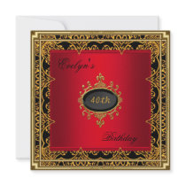 40th Birthday Party Elegant Red Black Gold 2