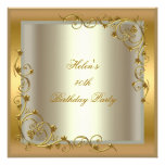 40th Birthday Party Gold Cream Floral Personalized Announcement