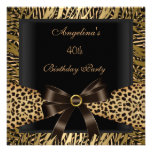 40th Birthday Party Gold Leopard Brown Black Custom Announcement