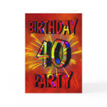 40th Birthday party Invitation Greeting Cards