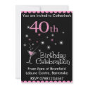40th Birthday Party Invitation - Cocktail Glass