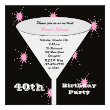 40th Birthday Party Invitation - Pink 40th Toast
