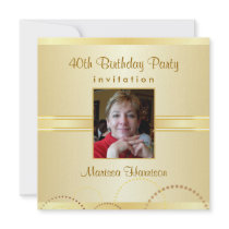 40th Birthday Party Invitations - Photo Optional
