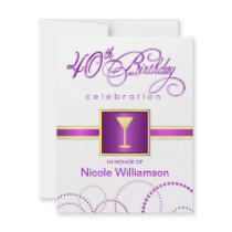 40th Birthday Party Invitations - with Monogram