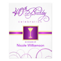 40th Birthday Party Invitations - with Monogram