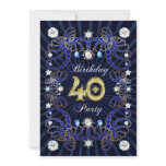40th birthday party invite with masses of jewels