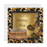 40th Birthday Party Leopard Black Gold Shoes invitations