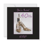 40th Birthday Party Leopard Shoe Invitation