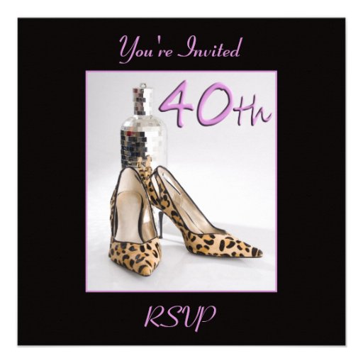 40th Birthday Party Leopard Shoe Invitation