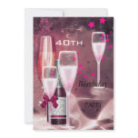 40th Birthday Party Pink Champagne 40 Custom Invite