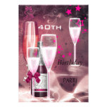 40th Birthday Party Pink Champagne 40 Custom Invite