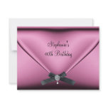 40th Birthday Party Pink Silk Diamond Jewel Custom Invitation