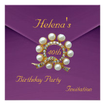 40th Birthday Party Rich Plum Velvet Image Invitations