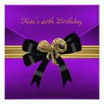 40th Birthday Rich Royal Black Purple Gold Jewel Personalized Invite